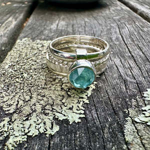 rose cut aquamarine unity ring