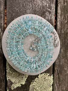 Faceted brazilian aquamarine rondel necklace