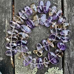 Necklaces: Amethyst & citrine smooth nugget necklace