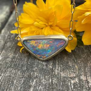 Opal: 14ct Gold Black Opal Necklace