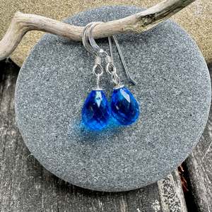 Shop All: Small faceted blue topaz drop earrings