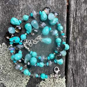 Half Price: Turquoise labradorite & smoky quartz necklace