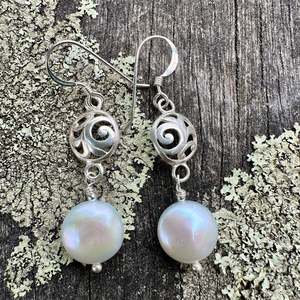 White freshwater pearl earrings