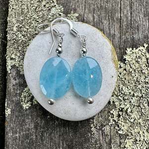 Shop All: Faceted aquamarine oval earrings