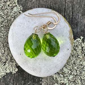 Shop All: Faceted green glass drop earrings