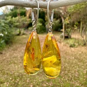 Shop All: Lemon colour baltic amber drop earrings