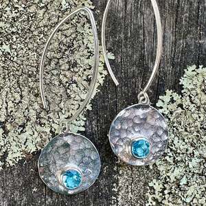 Shop All: hammered sterling silver earrings with topaz