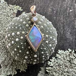 Australian opal & diamond pendant in 9 carat gold