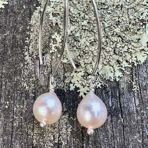 white freshwater pearl drop earrings