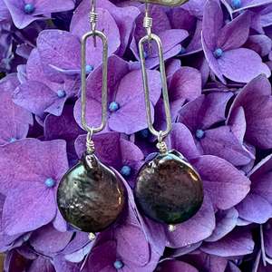 Peacock coin freshwater pearl earrings