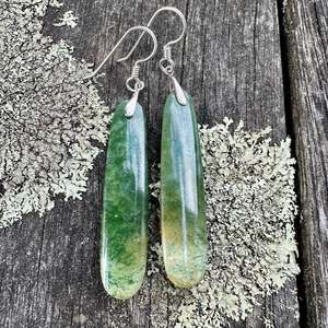 All Pounamu: Marsden flower greenstone earrings