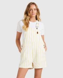 Womens Collection Coastal Bloom: Womens Great Time Stripe Denim Dungaree Shorts