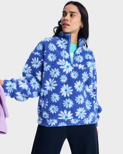 Womens New Clothing: Womens Jive Talking Binded Half Zip Fleece Jumper