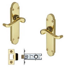 Heritage Lever Door Handles And Latch - Polished Brass