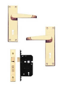 Highmark Lever Door Handles With Mortice Lock - Polished Brass