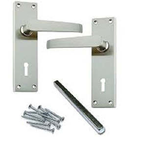 Lever Handles: Highmark Lever Door Handles With Keyhole - Satin Chrome