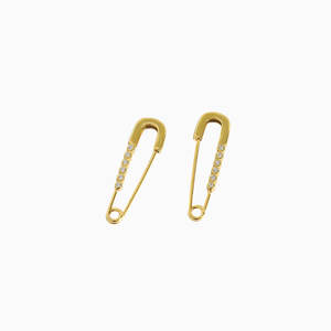 Gold Plating Jewellery: Aurora Safety Pin Earrings in s925 with gold plating