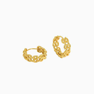 Gold Plating Jewellery: Sophia Cuban Link Chain Earrings in s925 with gold plating