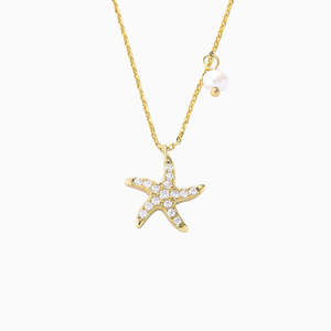 Gold Plating Jewellery: Cora Starfish Pendant Necklace in s925 with gold plating