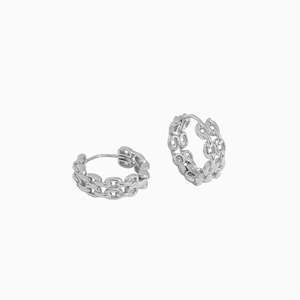 Silver Jewellery: Sophia Cuban Link Chain Earrings in s925 with rhodium plating