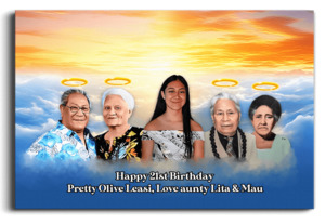 Products: Five Faces Digital Painting Canvas - R&R Gallery Custom Banners & Digital Oil Paintings NZ Free Design Service