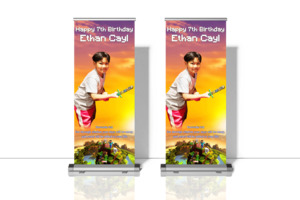 Roll Up Banner With Free Professional Custom Design For 7th Birthday - R&R Galle&hellip;