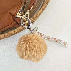 Velvet Luxe: Sienna - Slim Wristlet Keychain With Spice Pompom