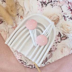 Warm Pink Pindot Snap Clip Pairs