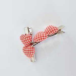New: 4cm Plaid Heart Clip Duos - 2 Colour Choices