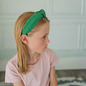 Headbands: Kelly Green Cotton Knotted Headband