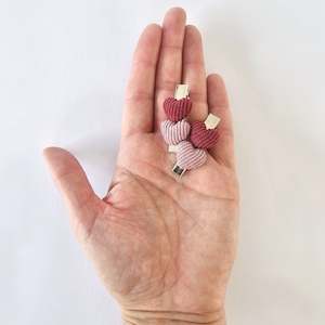 Velvet Luxe: 4cm Corduroy Heart Clip Duos - 3 Colour Choices