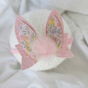 Candy Glitter & Liberty Print Single Bunny Bow Clips Or Headbands