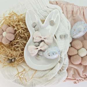 Bonita - Single Little-Sister Sized Bunny Print Bow Clips Or Headbands