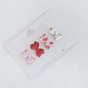 Cherry | Love 4 Piece Itty-Bitty Bow Clip Set