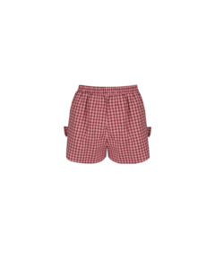 RAQUEL BOW SHORT PINK BURGUNDY GINGHAM