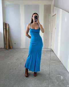 Upside Down: NAIA LINEN SLIP DRESS PACIFIC BLUE