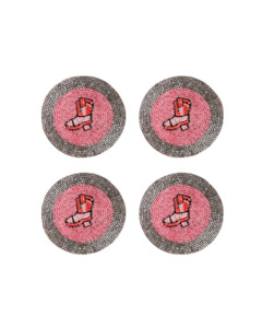BEADED COASTER 4 PCS SET COWGIRL