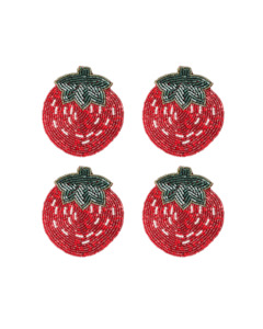 Sale: BEADED COASTER 4 PCS SET STRAWBERRY