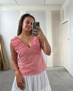 RAQUEL TOP RED GINGHAM RSR SAMPLE 3066