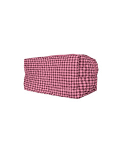 QUILTED TOILETRY BAG PINK BURGUNDY GINGHAM