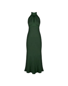 Spaces: GIGI LINEN HALTER DRESS EMERALD
