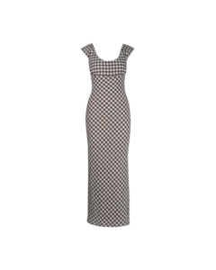 Spaces: PRISM MIDI DRESS BROWN GINGHAM