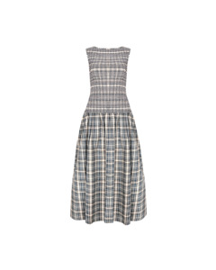 Dresses: ANASTASIA DRESS NAVY CREAM TARTAN