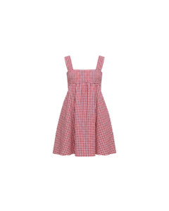 MARGIE TIE MINI DRESS PINK BURGUNDY GINGHAM