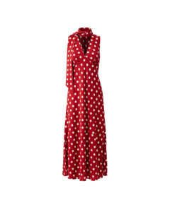 GLORIA SLEEVELESS MAXI DRESS GARNET POLKA DOT