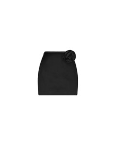 CHER SATIN MINI SKIRT BLACK ROSETTE