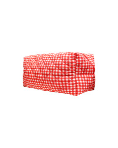 QUILTED TOILETRY BAG RED GINGHAM