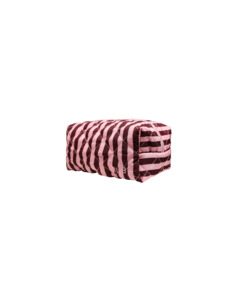 QUILTED COSMETIC BAG PINK BURGUNDY STRIPE