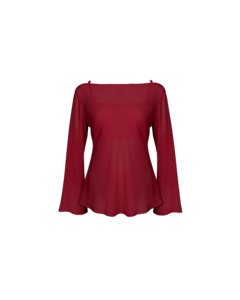Tops: MADRID SHEER LONG SLEEVE MERLOT