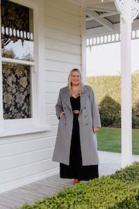 Outerwear: Wool Long Coat - Dark Grey